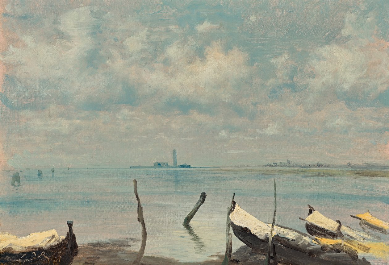 Blick von Mestre auf Venedig (Lagunenlandschaft) von Leopold Carl Muller