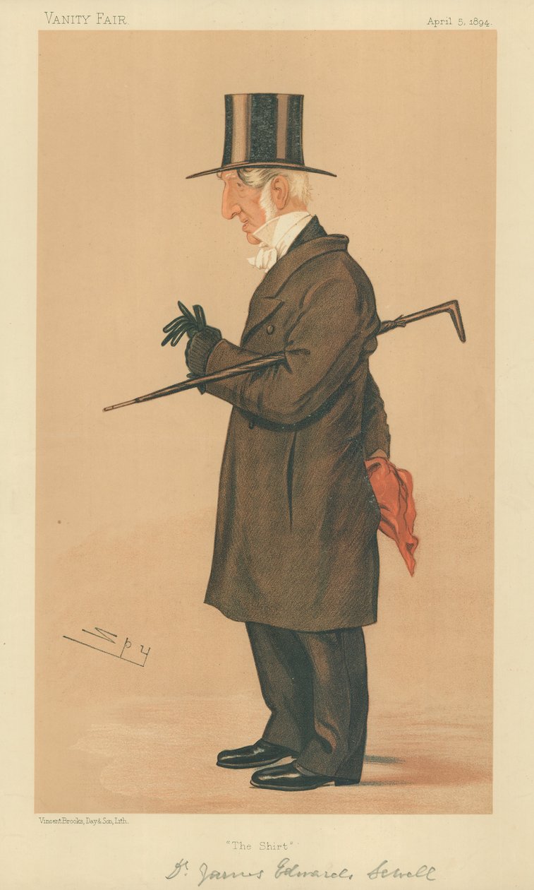 James E Warden Sewell vom New College Oxford, Das Hemd, 5. April 1894, Vanity Fair Karikatur von Leslie Matthew Ward