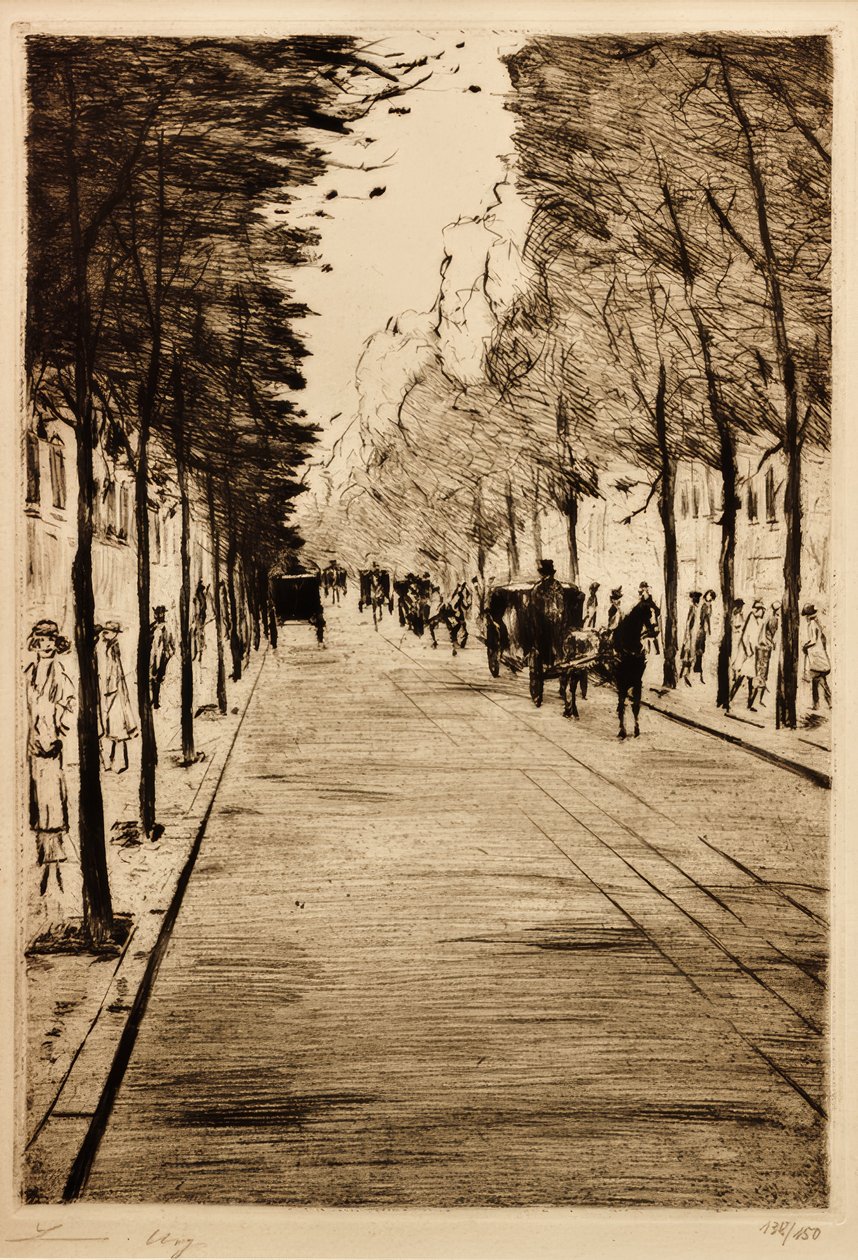 Berliner Droschke - rechts - wartend im Tiergarten II von Lesser Ury