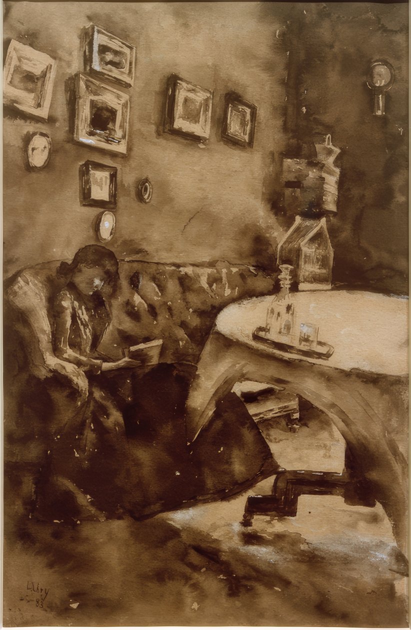 Interieur mit lesender Dame von Lesser Ury