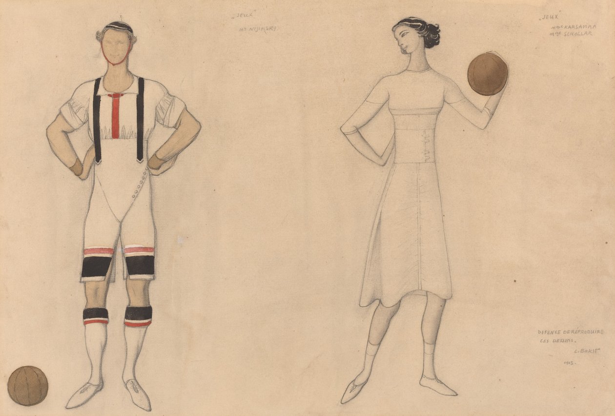 Kostümstudie für "Jeux" von Lev Samoilovich Bakst