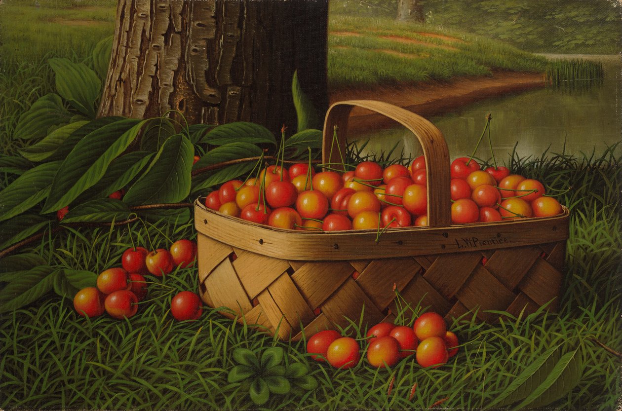 Kirschen in einem Korb von Levi Wells Prentice