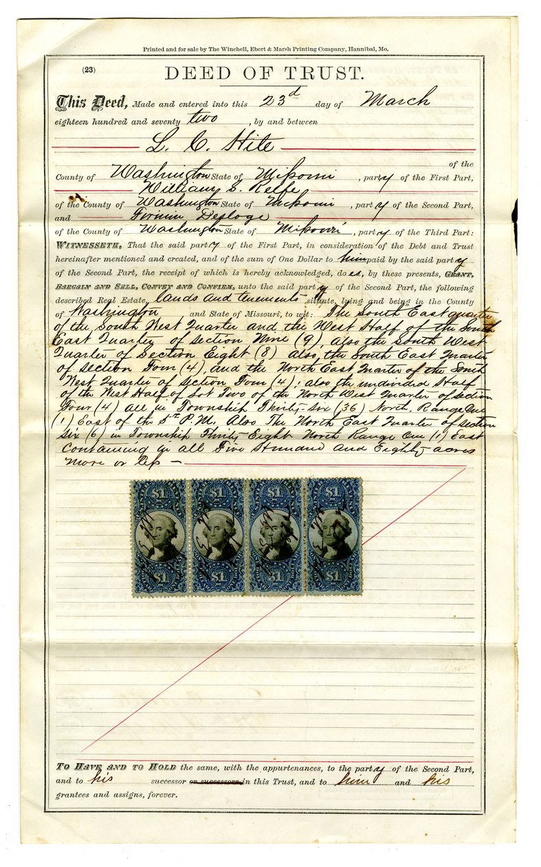 Darlehen von Firmin Desloge an L.C. (Lewis Cass) Hite von Lewis Cass Hite