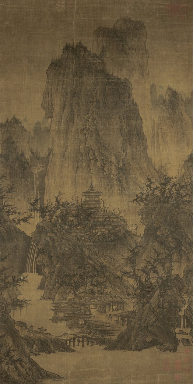 Ein einsamer Tempel zwischen aufklarenden Gipfeln von Li Cheng