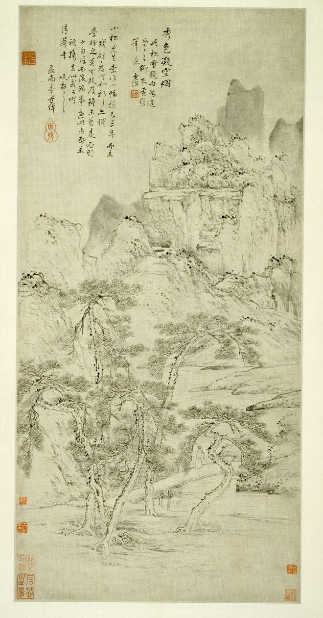 Landschaft: Schöne Szenerie im Nebel eingefroren von Li Shizhuo
