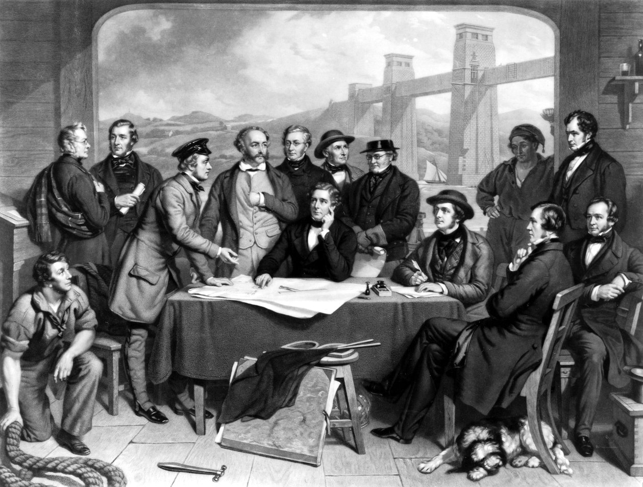 Konferenz der Ingenieure an der Britannia-Brücke von Unbekannt Unbekannt