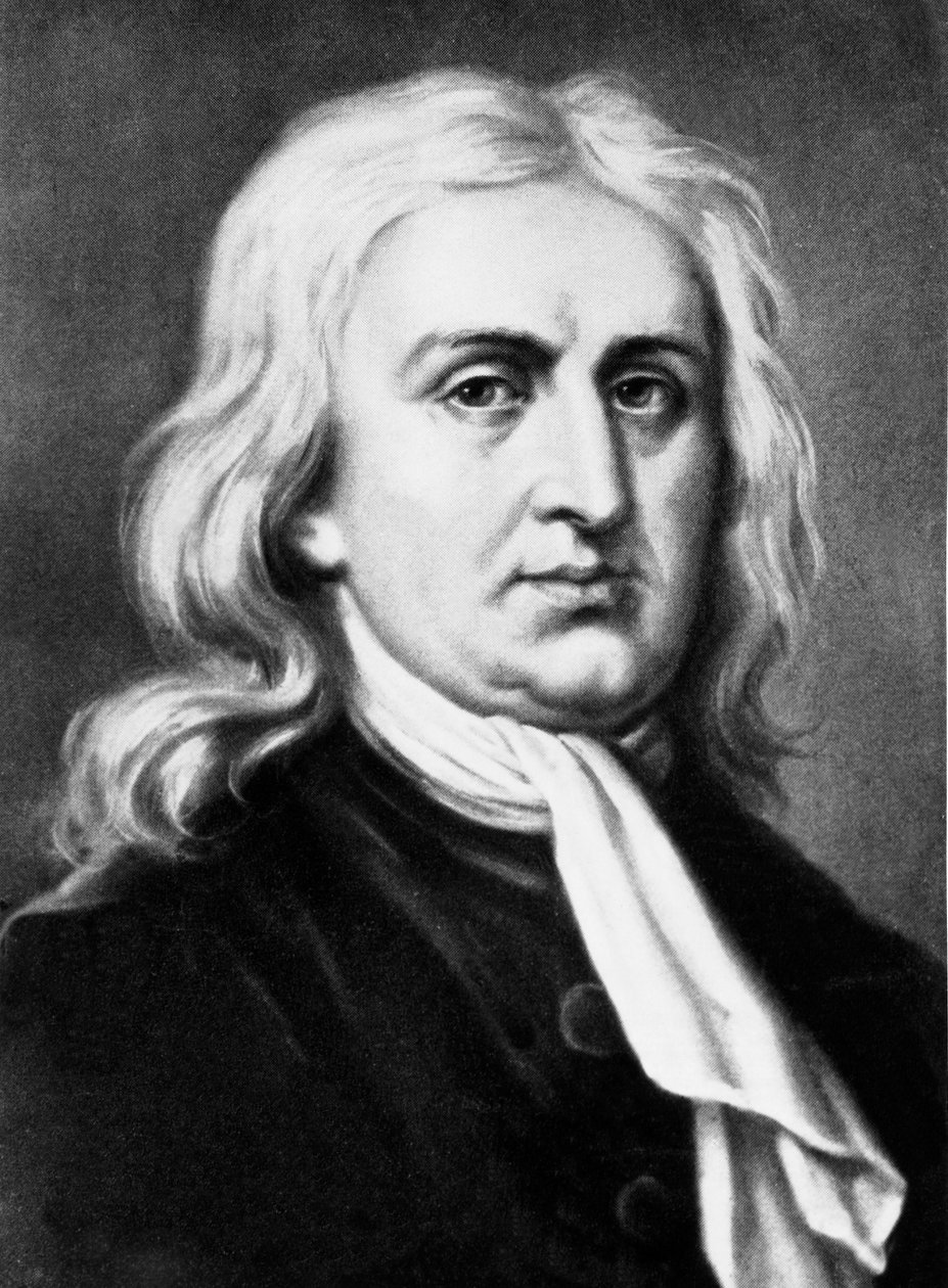 Sir Isaac Newton (s/w Foto) von Unbekannt Unbekannt