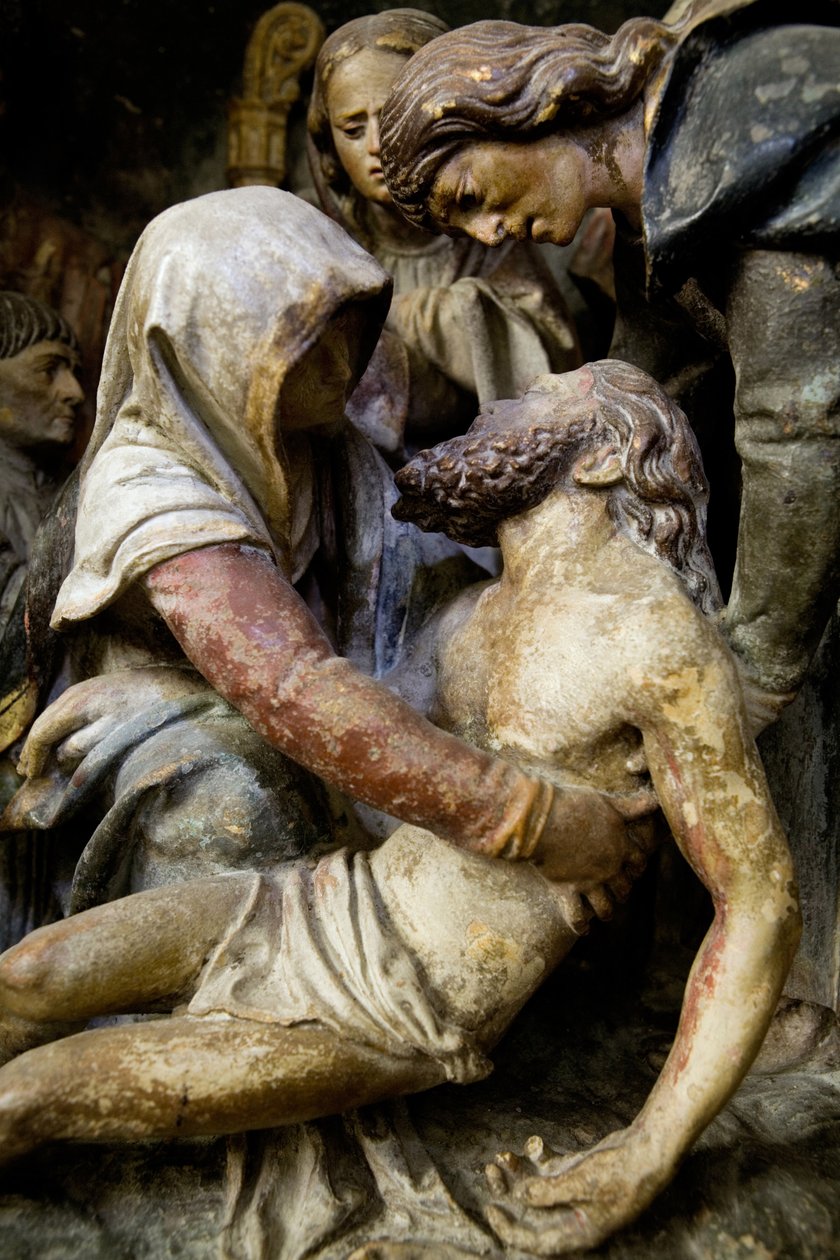 Altarbild, rechte Tafel, Detail, Die Kreuzabnahme von Ligier Richier
