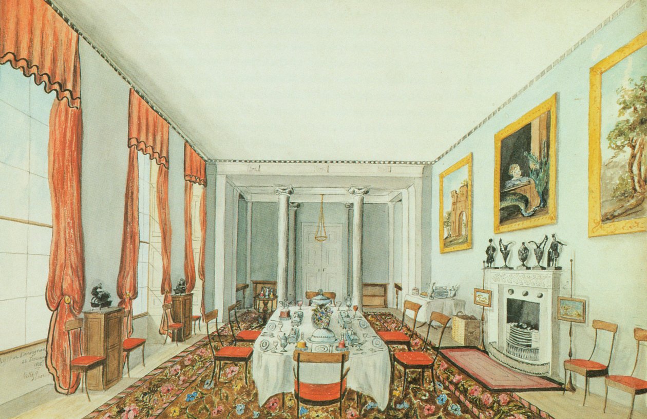 Das Esszimmer in Aynhoe, 23. Januar 1835 von Lili Cartwright