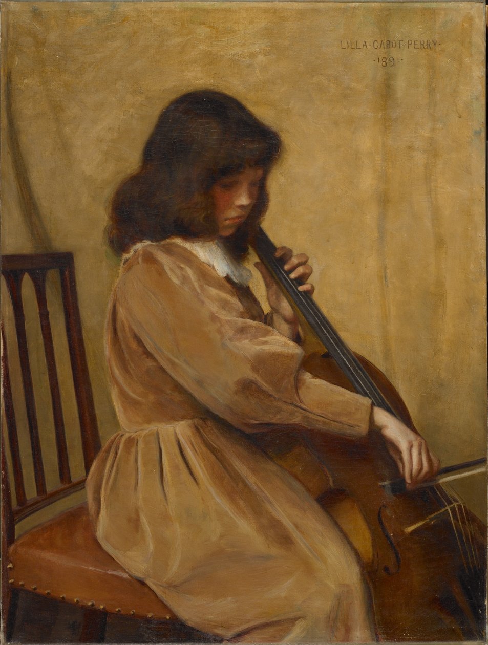 Mädchen spielt Cello von Lilla Cabot Perry