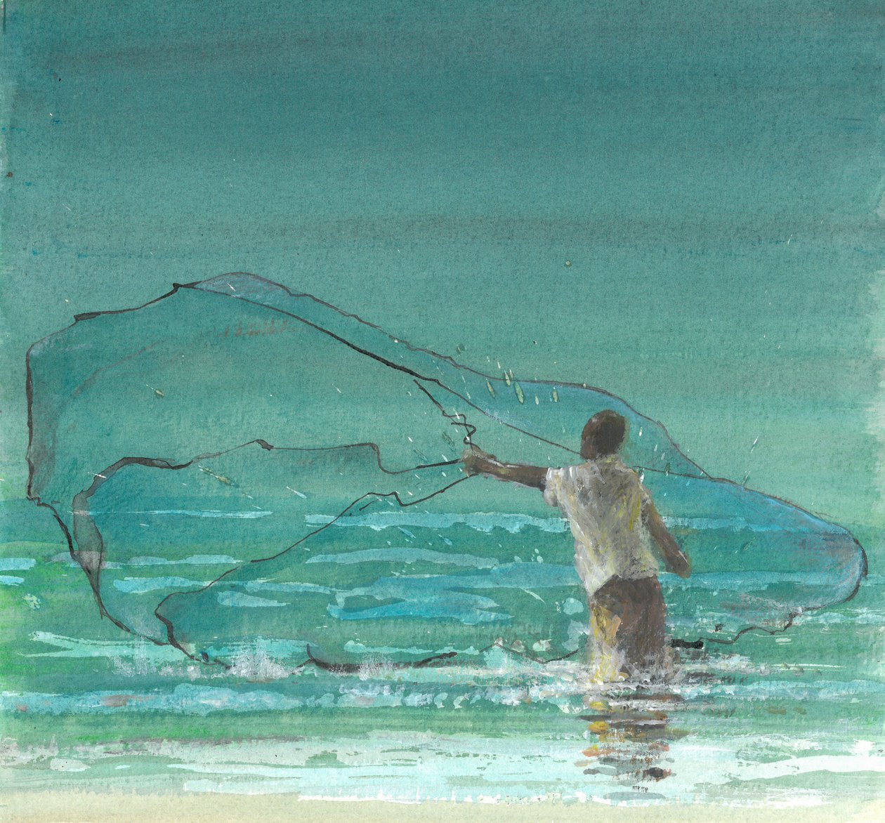Einsamer Fischer 3, 2015 von Lincoln Seligman
