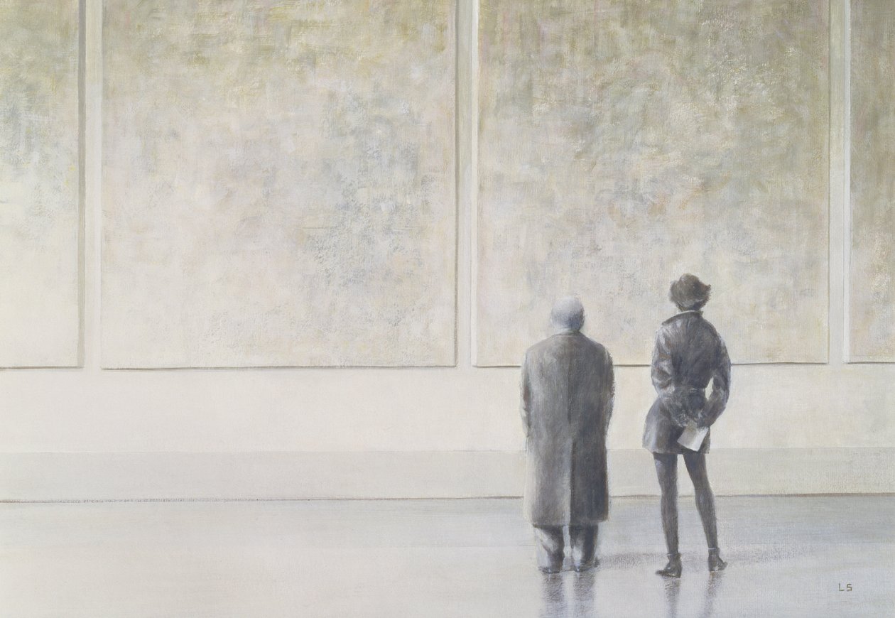 Mann und Frau in einer Kunstgalerie von Lincoln Seligman