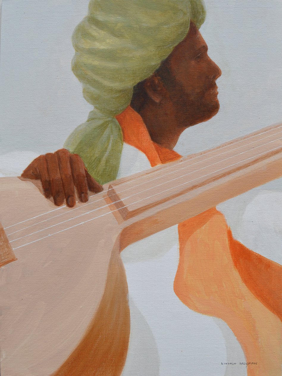 Sitar-Spieler, grüner Turban von Lincoln Seligman