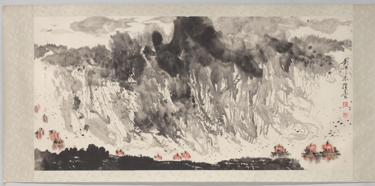 Fingerschilderung von Landschaft mit Schiffen von Liu Zhongdong