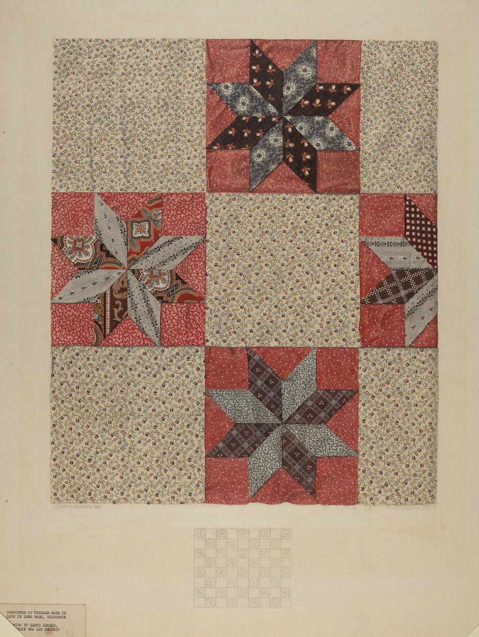 Stern-Design-Bettdecke, ca. 1937 von Lloyd Charles Lemcke