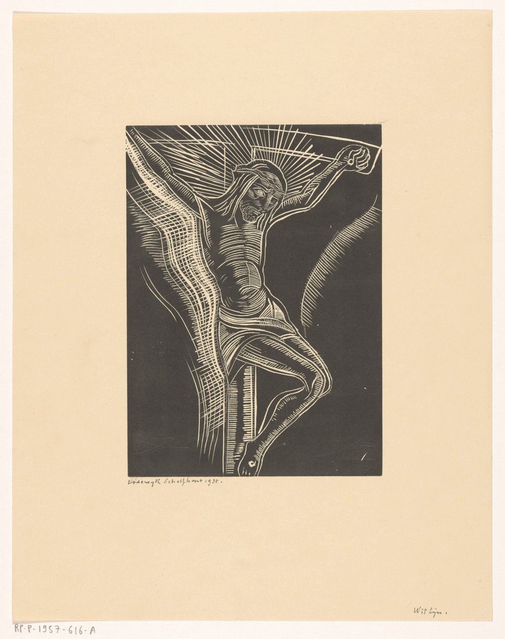 Christus am Kreuz von Lodewijk Schelfhout (signed by artist)
