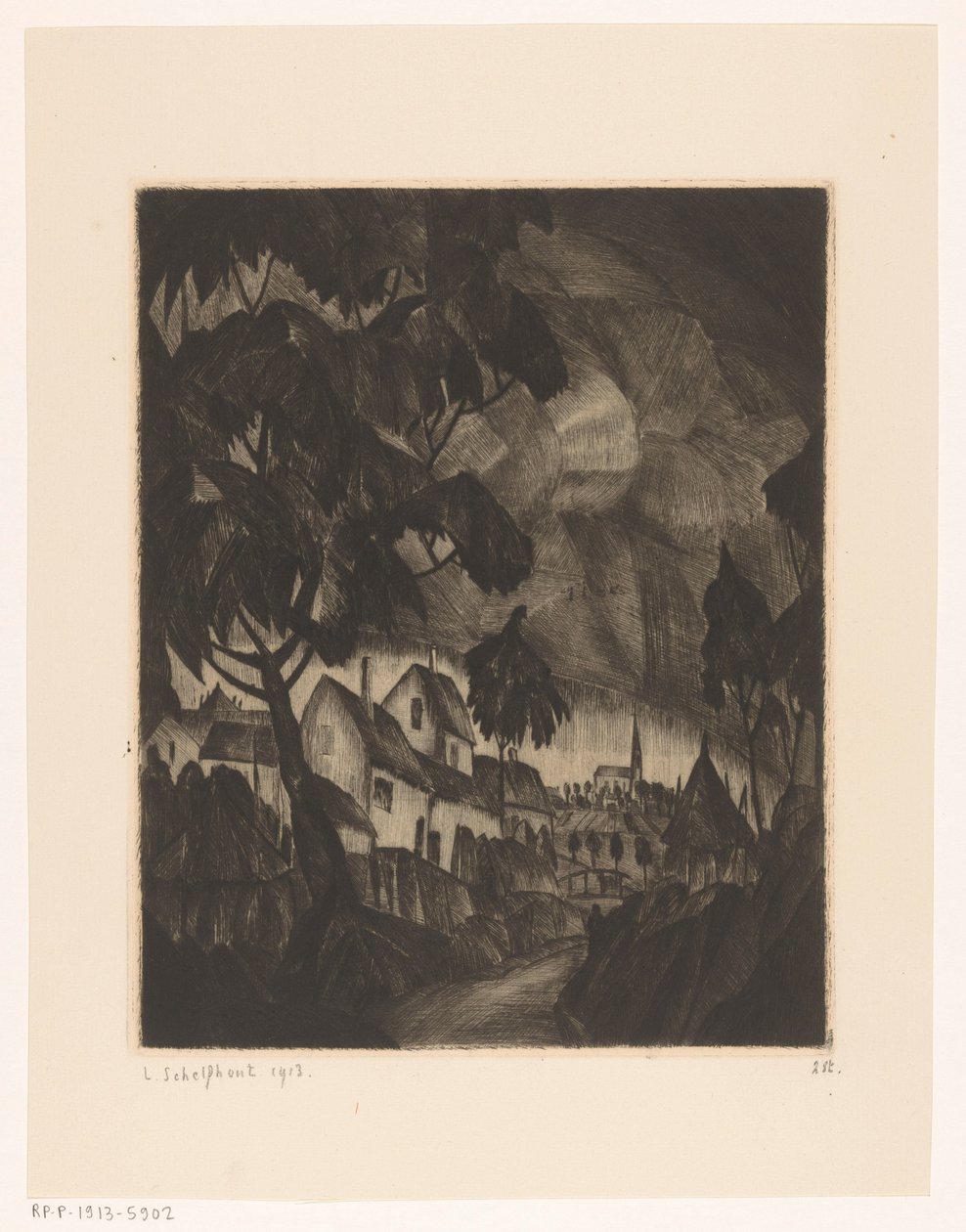 Gewitter von Lodewijk Schelfhout (signed by artist)