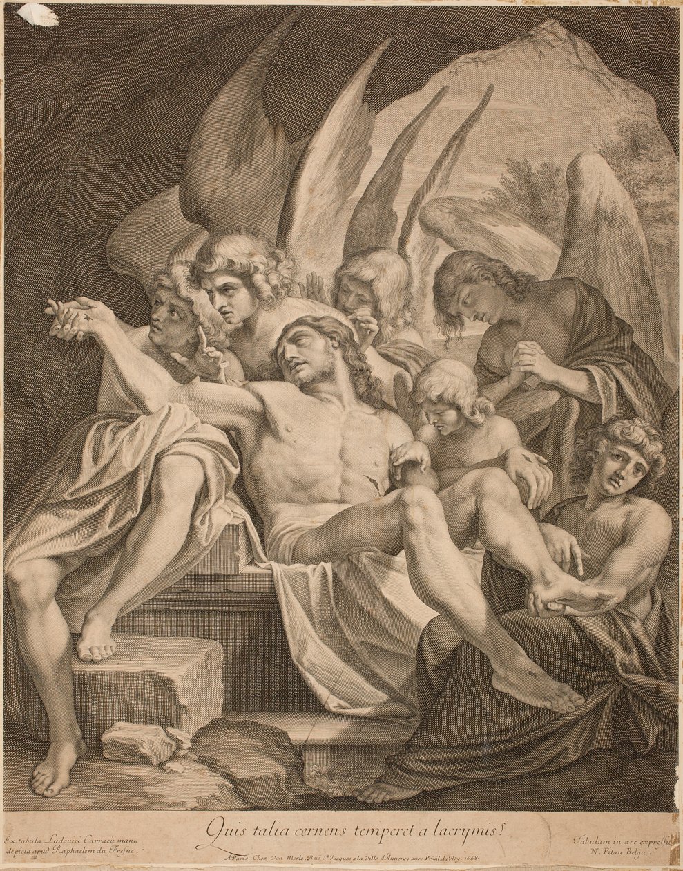 Die Dreifaltigkeit mit dem toten Christus, 1668 von Lodovico Carracci
