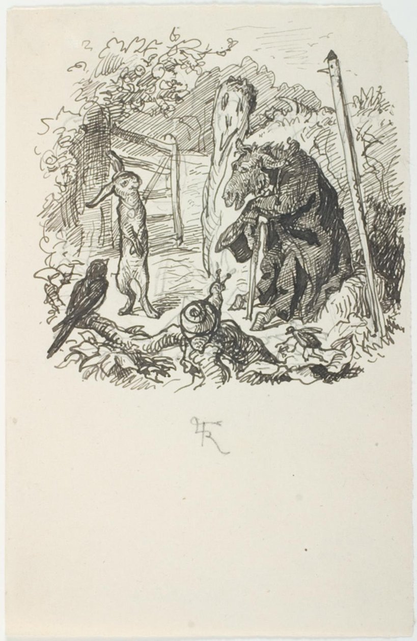 Variante der Anfangsvignette zu Hurtigløberne von Lorenz Frølich