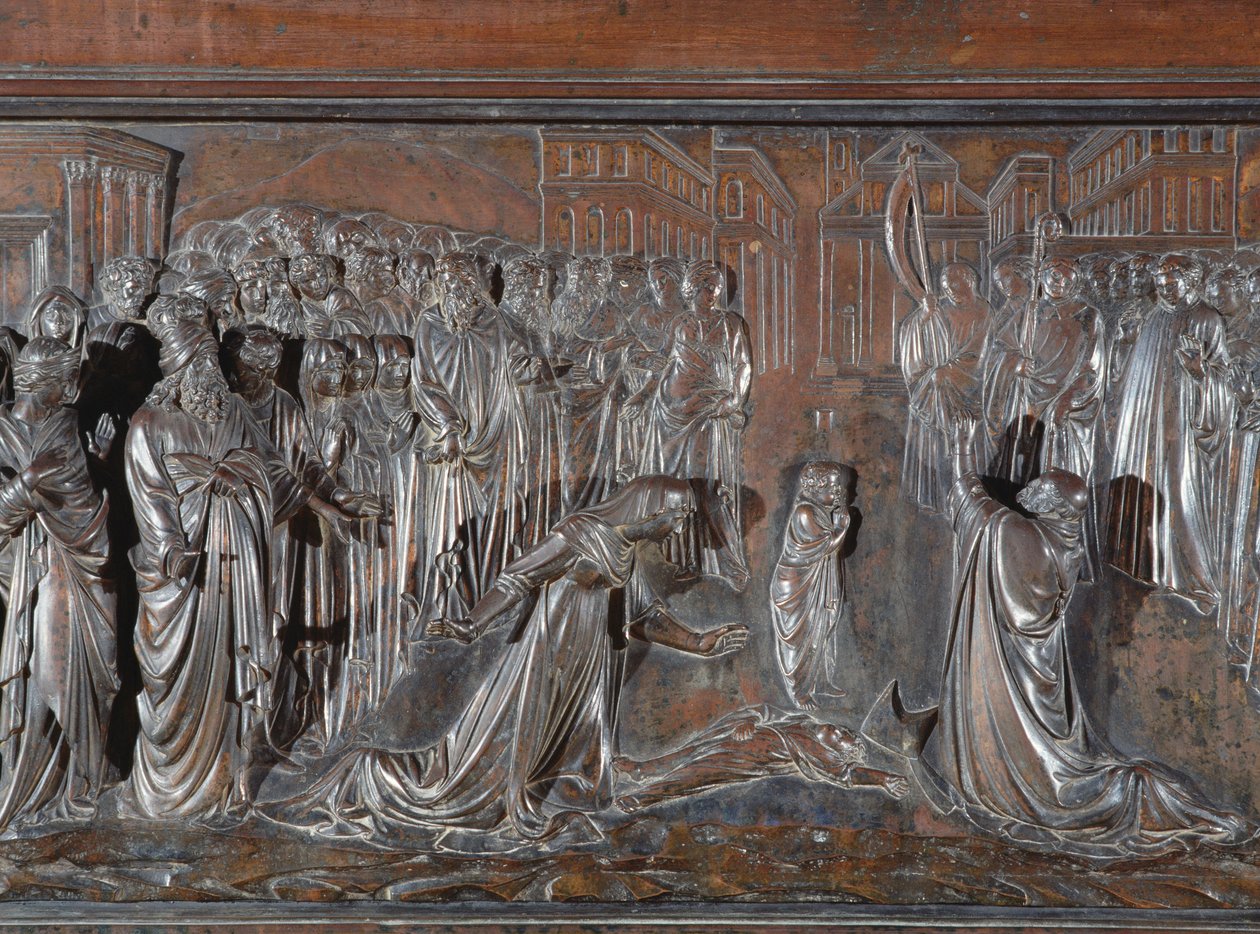 Der Schrein des Hl. Zenobius, Auferweckung des toten Kindes von Lorenzo Ghiberti