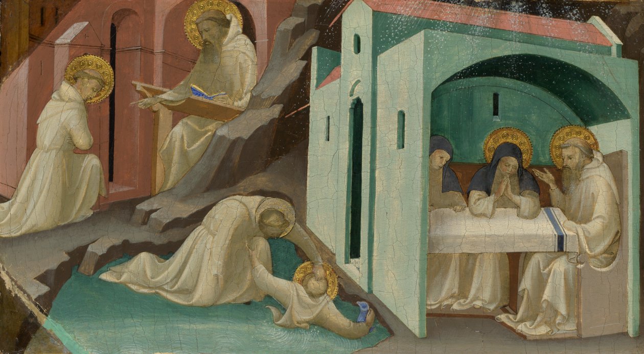 Ereignisse im Leben des Heiligen Benedikt, 1409, London NG von Lorenzo Monaco