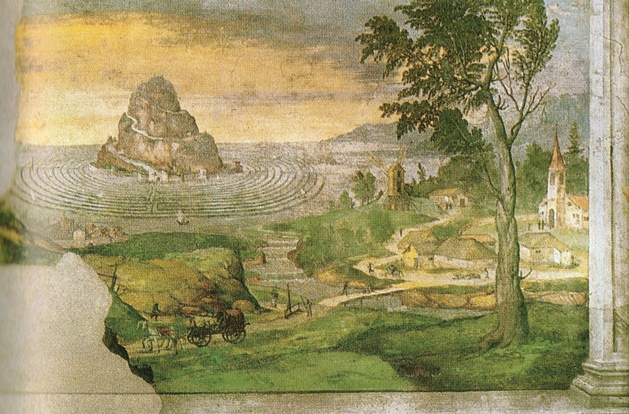 Der Olymp, von einem Labyrinth umgeben von Lorenzo Leonbruno
