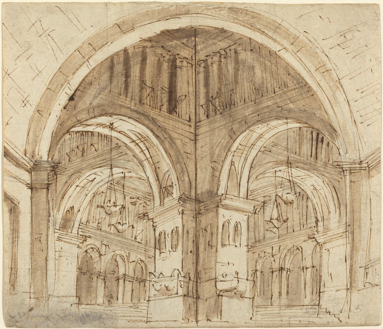 Entwurf für eine gewölbte Halle von Lorenzo Sacchetti