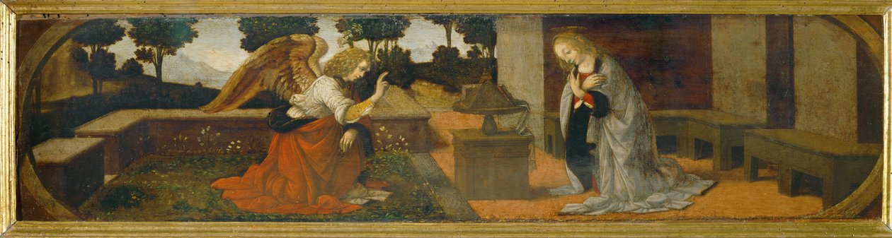 Verkündigung, Teil einer Predella von Lorenzo di Credi