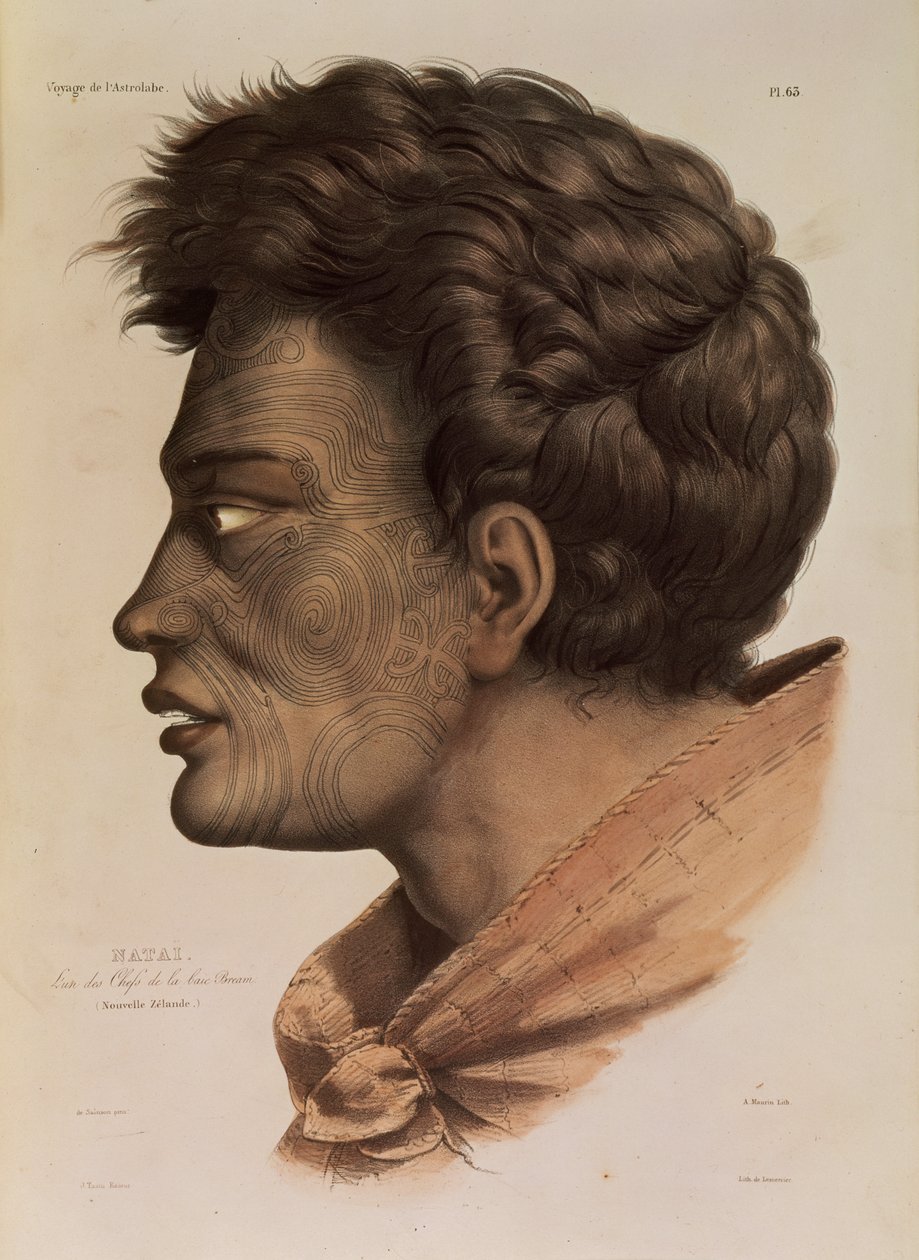 Natai, ein Maori-Häuptling aus Bream Bay, Neuseeland, Tafel 63 aus 