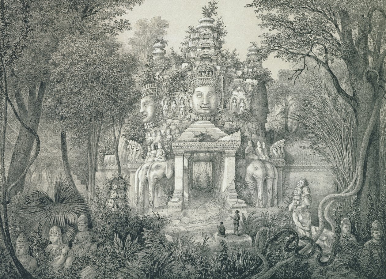 Ein Portal in Angkor Thom, 1873 von Louis Delaporte