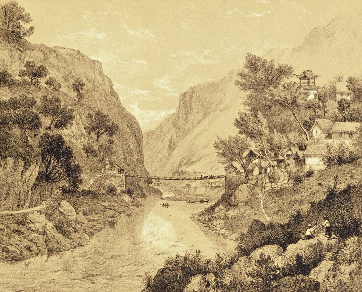 Hängebrücke bei Lao-Oua-Tan, Tafel 46, aus 