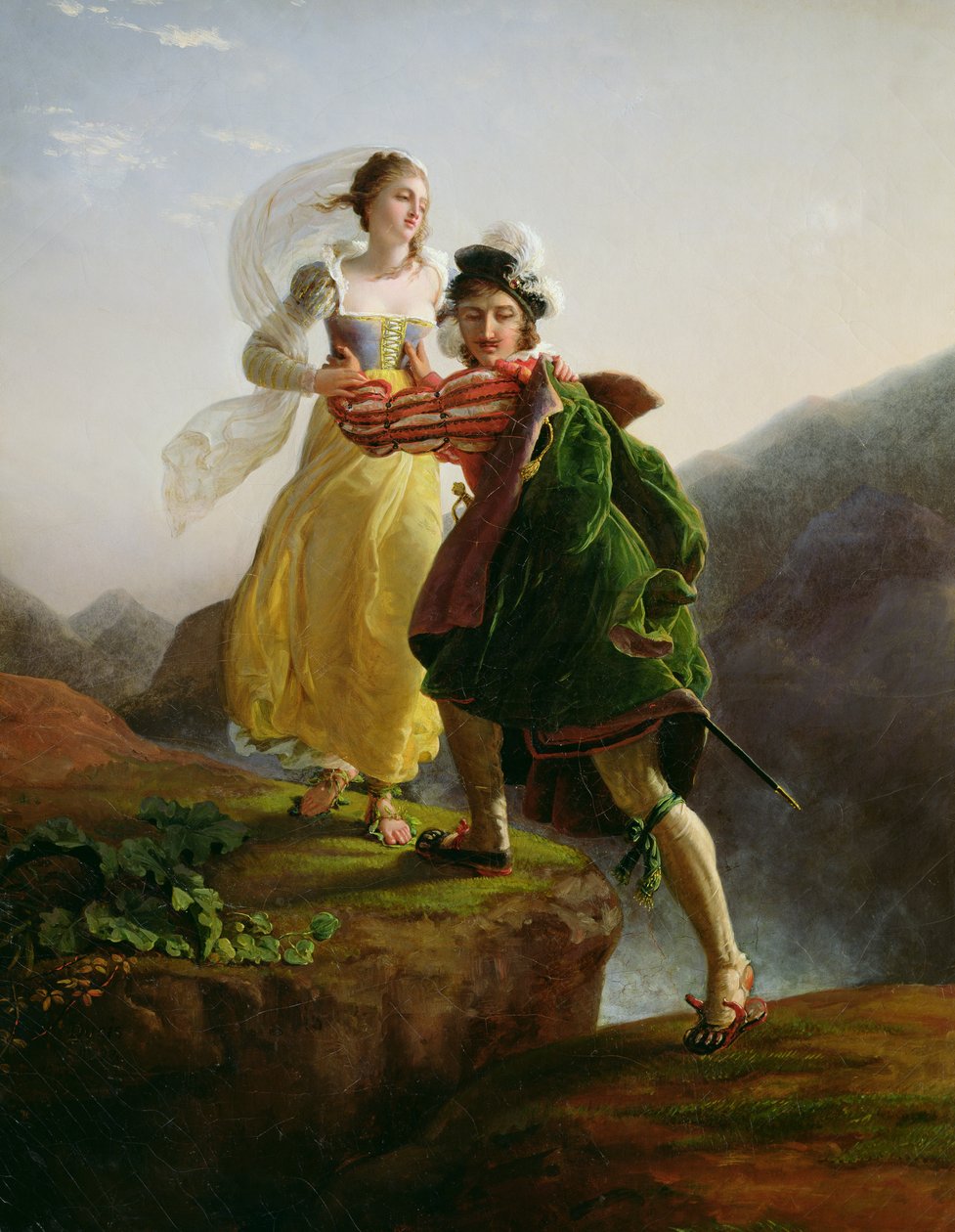 Bianca Cappello (ca. 1542-87) flieht mit ihrem Liebhaber Francesco de Medici (1541-87) von Louis Ducis