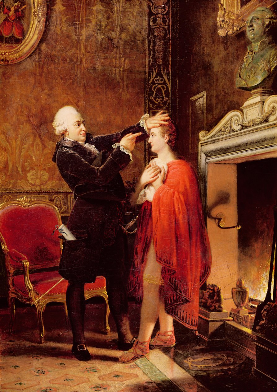 Jean-Francois Ducis sagt die Zukunft des Schauspielers Talma voraus, indem er die Linien in seinem Gesicht liest, 1833 von Louis Ducis