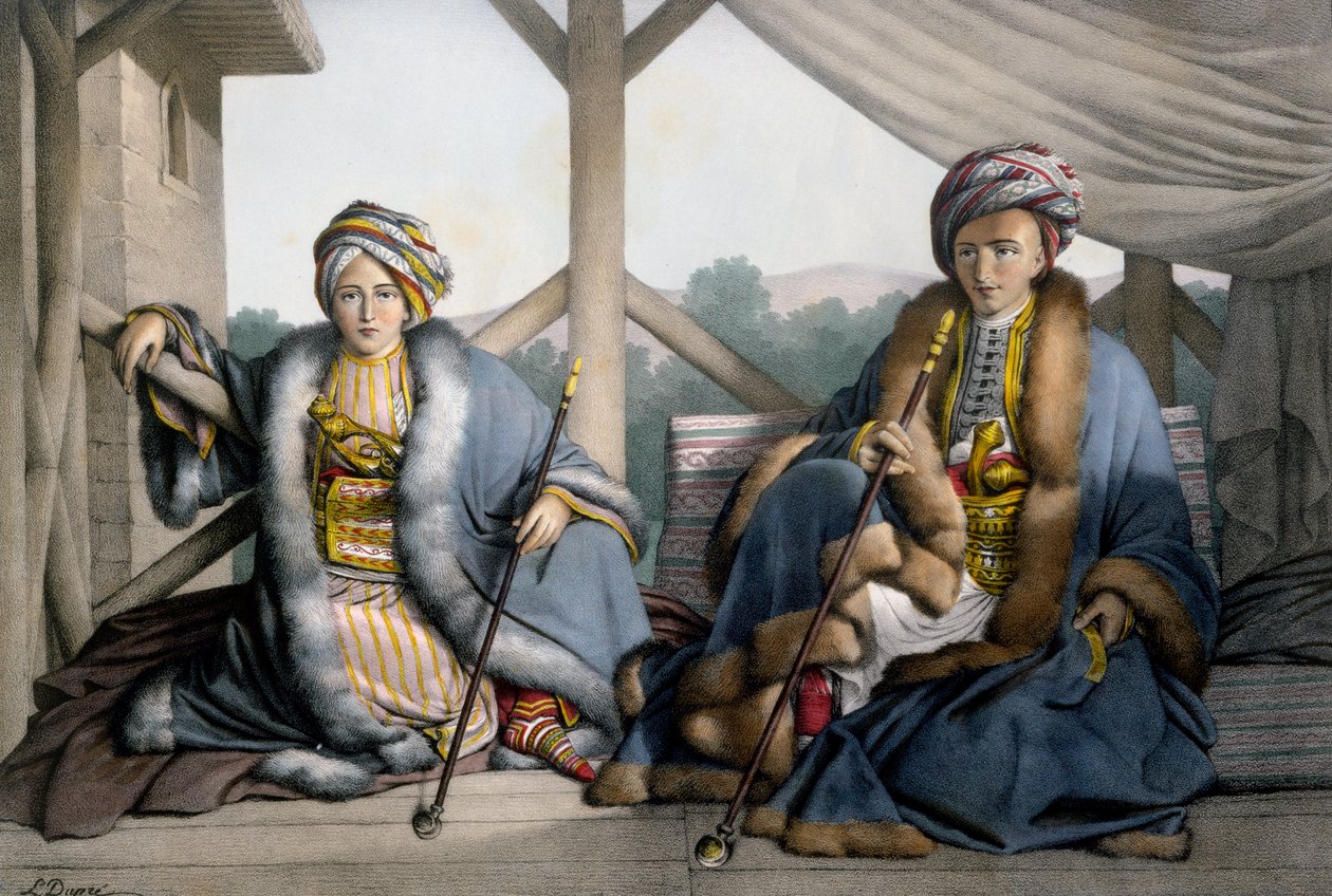 Pascha von Thessalien, Sohn von Veli und Mehemet, jüngerer Sohn Ali Cebelerr, Visir von Janina - Platte IV, graviert von Lemercier aus 