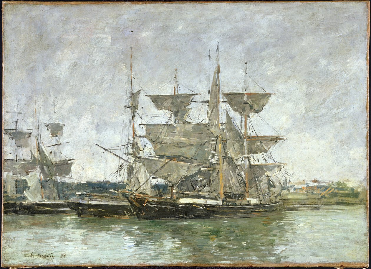 Boote im Hafen, Deauville, 1881 von Eugene Louis Boudin