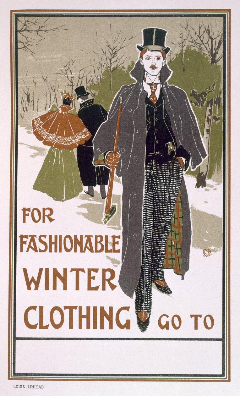 Entwurf eines Plakats für ein Winterbekleidungsunternehmen von Louis John Rhead