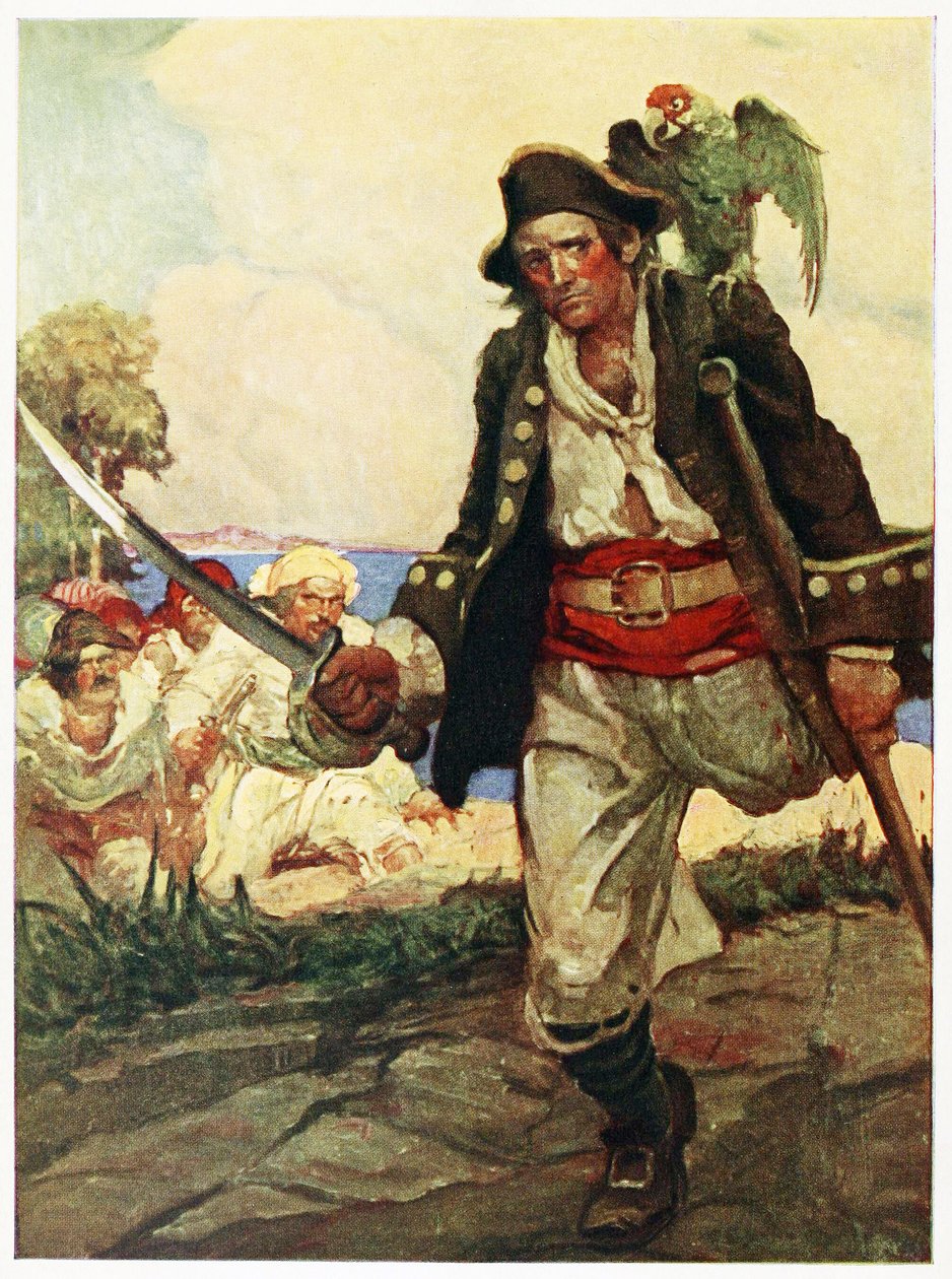 Frontispiz aus Die Schatzinsel, veröffentlicht 1915 (Farblithografie) von Louis John Rhead