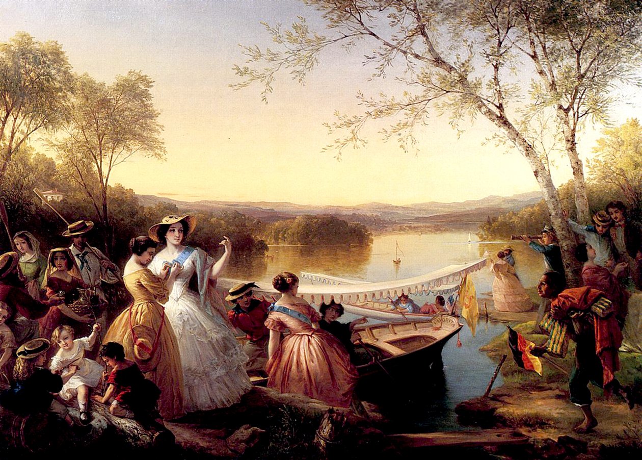 Vor einem Damenbootrennen, Lake Mahopac, 1864-65 von Louis Lang