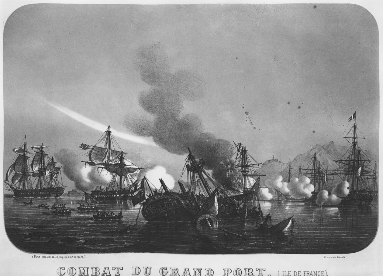 Seeschlacht von Grand Port, Mauritius, 1810 von Louis Le Breton