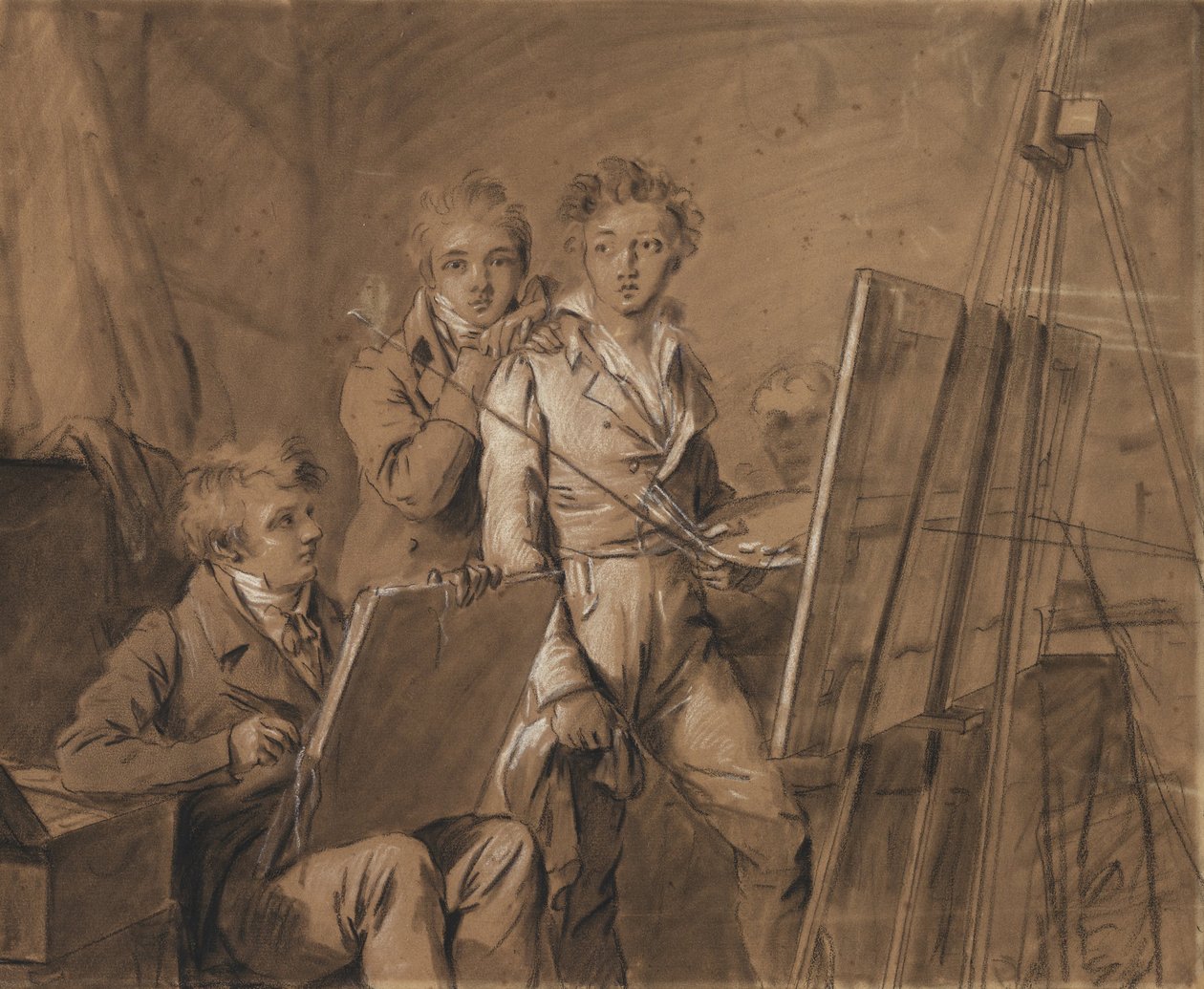 Drei junge Künstler in einem Atelier von Louis Leopold Boilly