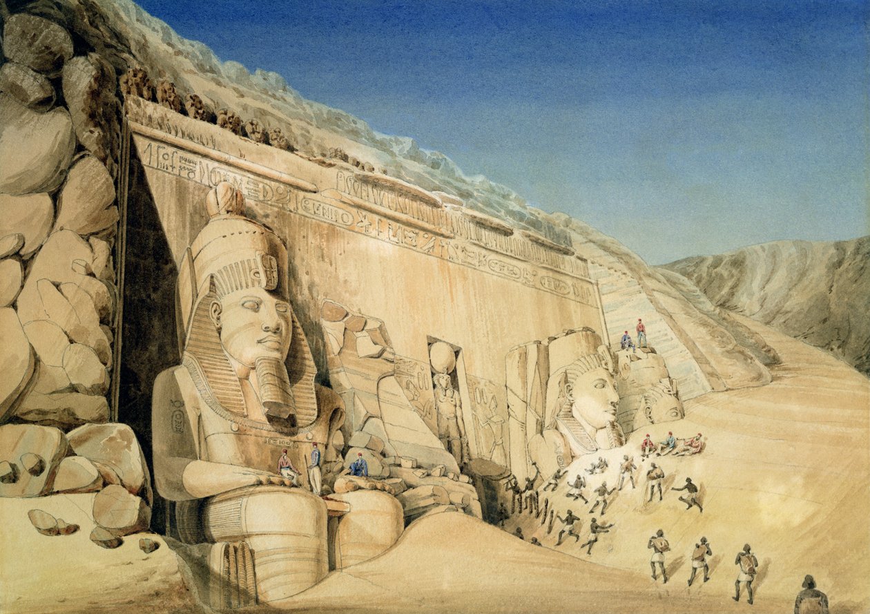 Die Ausgrabung des Großen Tempels von Ramses II., Abu Simbel von Louis M.A. Linant de Bellefonds