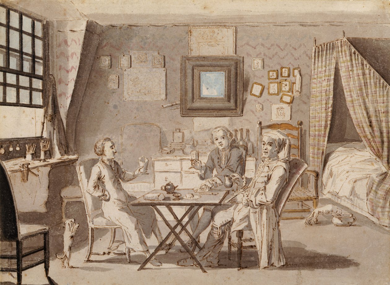 Selbstporträt mit zwei jungen Männern von Louis Philippe Boitard
