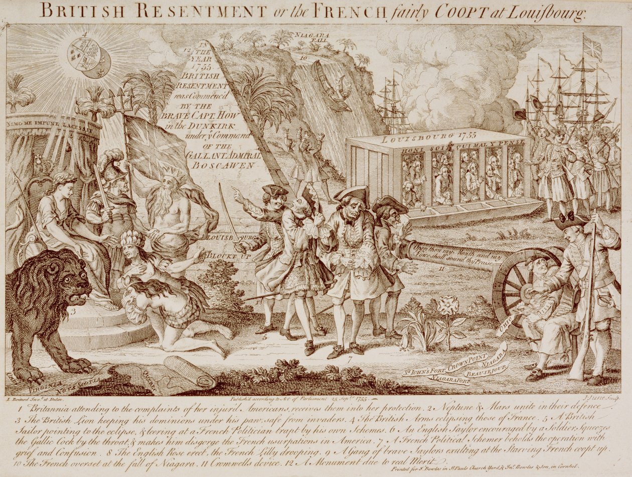 Britische Empörung oder, die Franzosen fair bei Louisbourg gefangen, veröffentlicht am 25. September 1755 von Louis Philippe after Boitard