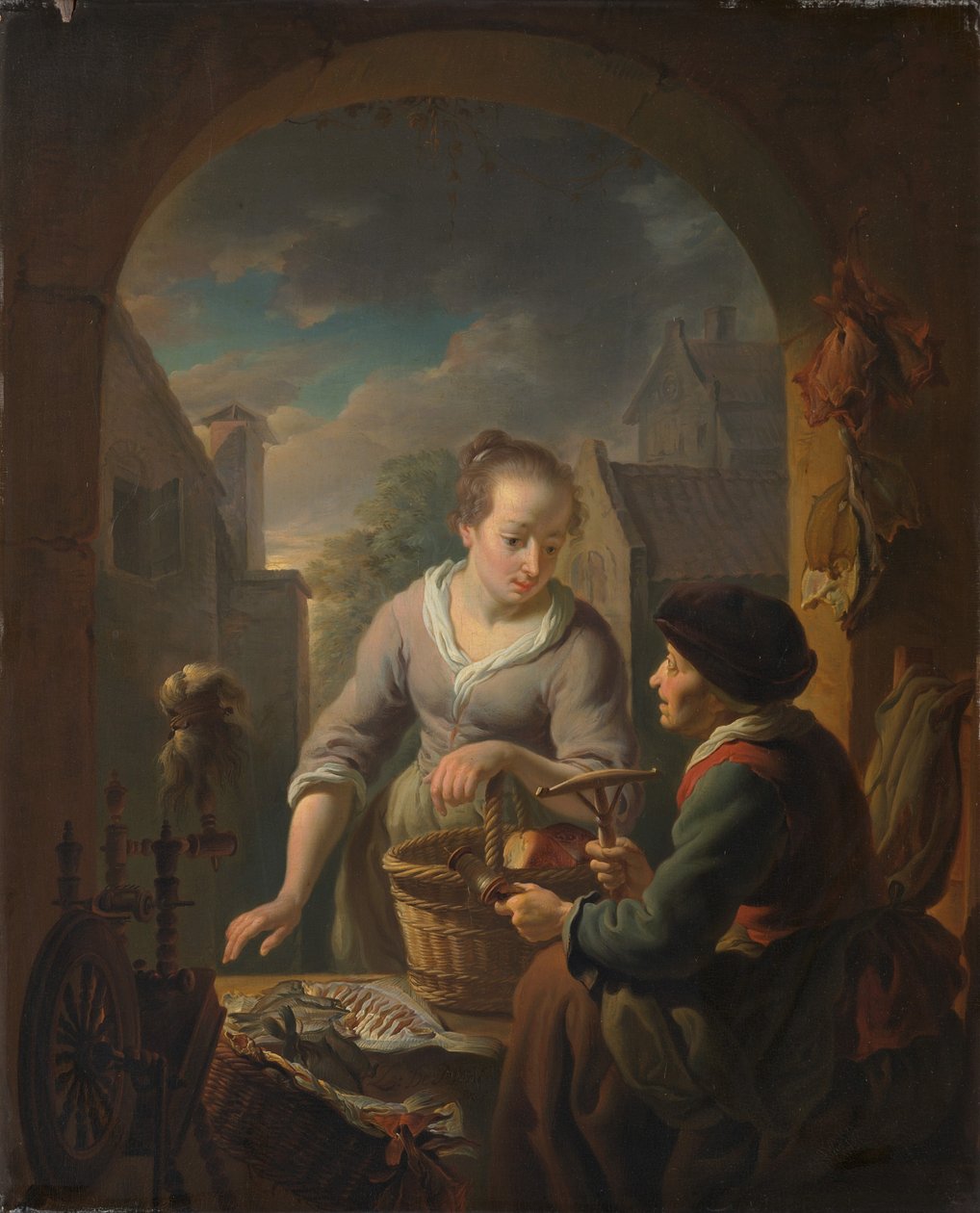 Fischverkäuferin bei Abend von Louis de Moni