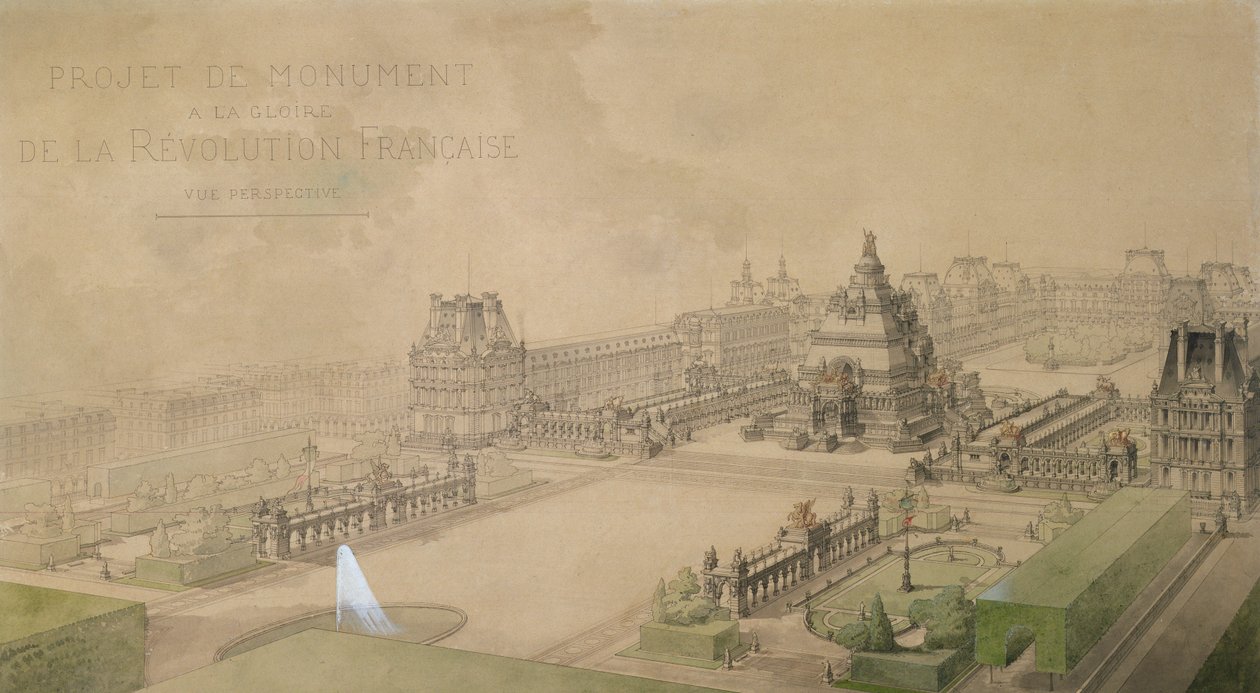 Projekt für eine Pyramide am Louvre als Denkmal für den Ruhm der Französischen Revolution von Louis Ernest Lheureux