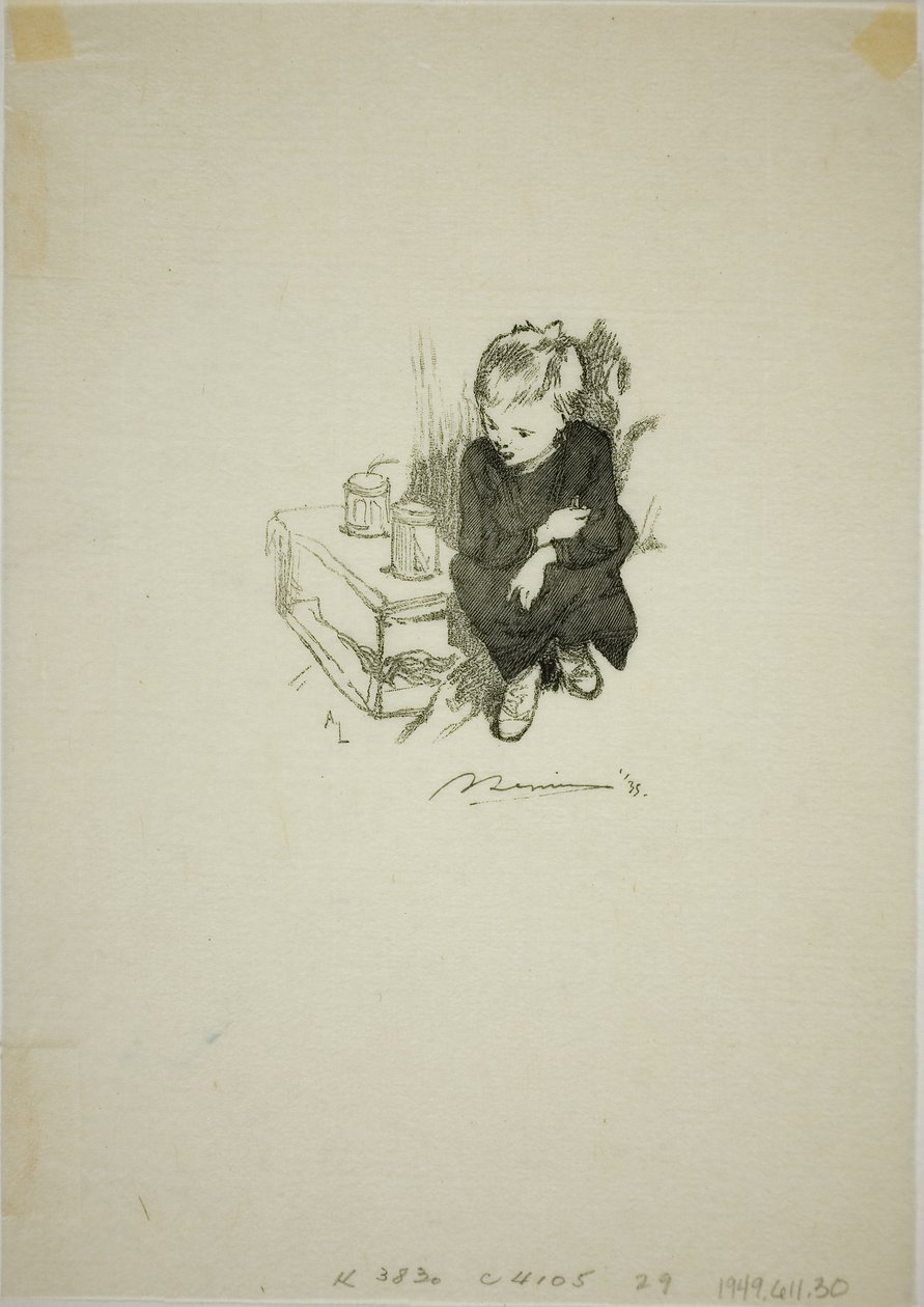 Der Junge mit der Blindschleiche von Louis Auguste Lepère