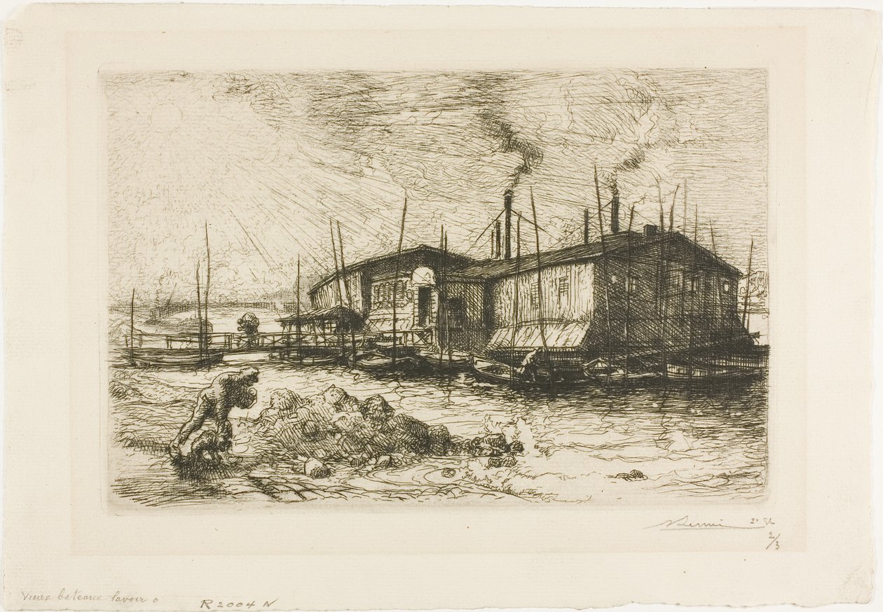 Alte Wäscheboote in Grenelle von Louis Auguste Lepère