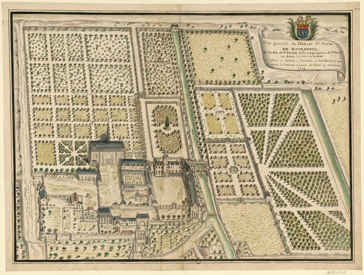 Abbaye de Bourgueil, Gesamtplan von Louis Boudan