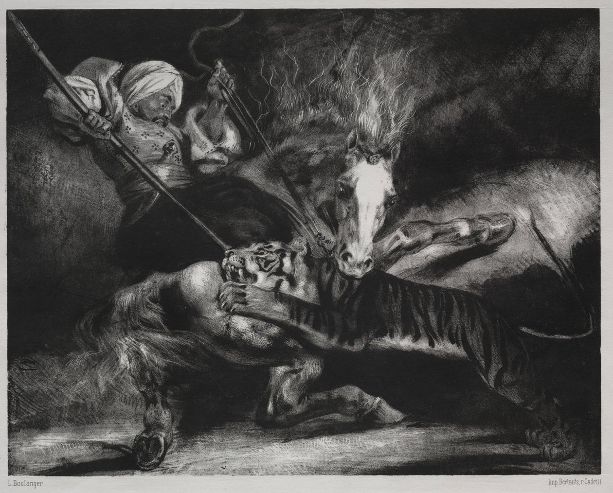 Ein Angriff durch einen Tiger von Louis Candide Boulanger