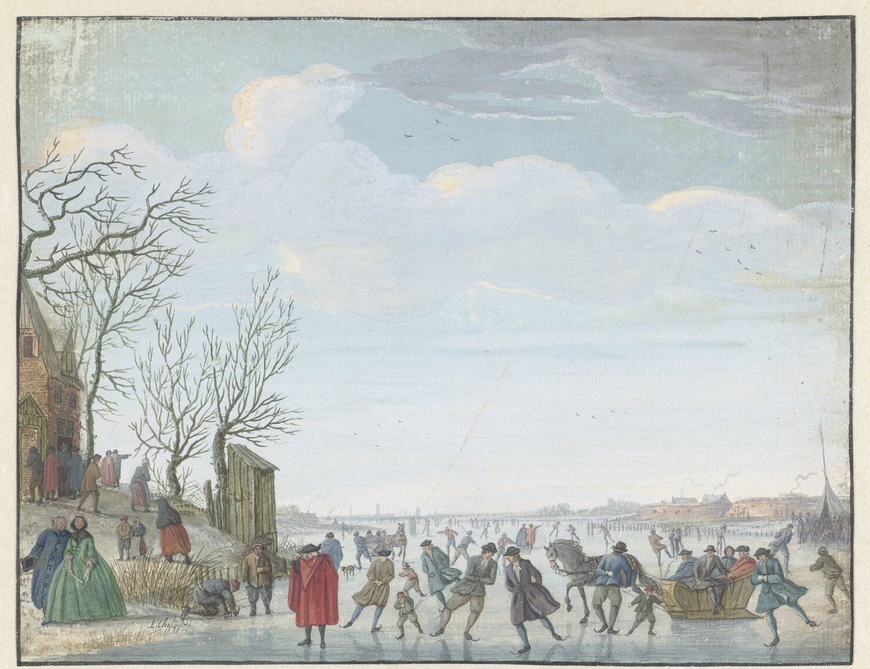 Winterlandschaft mit Eislust von Louis Chalon